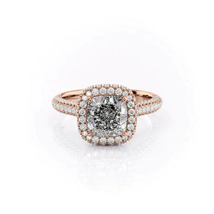 The Kylie Set  With A 4.5 Carat Cushion 14K Rose Gold Moissanite