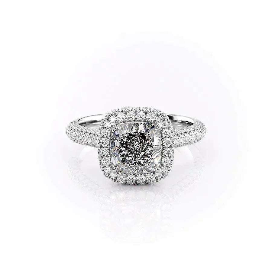 The Kylie Set With A 2.5 Carat Cushion 18K White Gold Lab Diamond