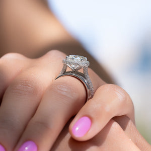 The Kylie Set With A 1 Carat Cushion 14K White Gold Lab Diamond