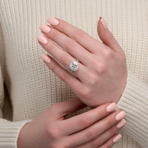 The Kylie Set With A 1 Carat Cushion 14K White Gold Lab Diamond