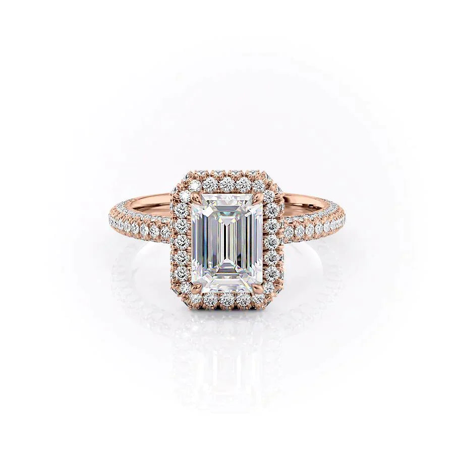 The Kylie Set  With A 2 Carat Emerald 14K Rose Gold Moissanite