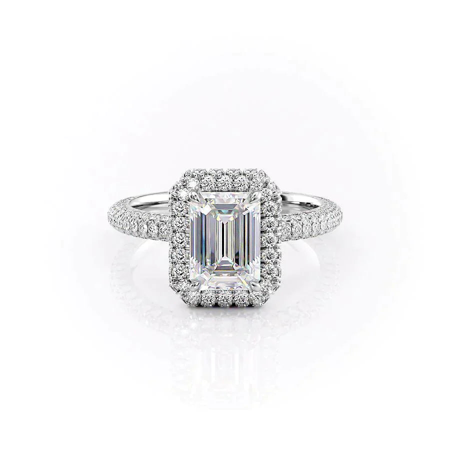 The Kylie Set With A 1 Carat Emerald 18K White Gold Lab Diamond