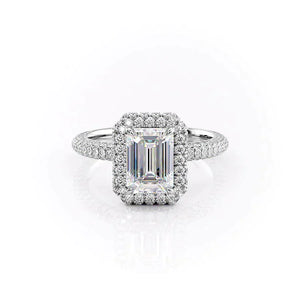 The Kylie Set With A 1 Carat Emerald 14K White Gold Lab Diamond