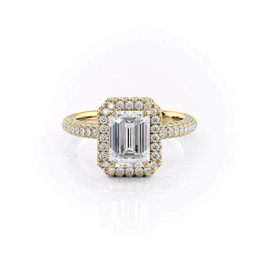 The Kylie Set With A 1 Carat Emerald 18K Yellow Gold Lab Diamond