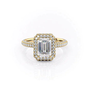 The Kylie Set With A 3 Carat Emerald 18K Yellow Gold Lab Diamond