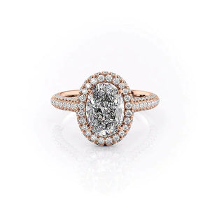 The Kylie Set  With A 1.5 Carat Oval 14K Rose Gold Moissanite