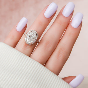 The Kylie Set With A 3 Carat Oval 14K Rose Gold Lab Diamond