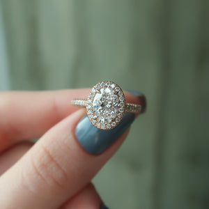 The Kylie Set With A 1 Carat Oval 14K Rose Gold Lab Diamond