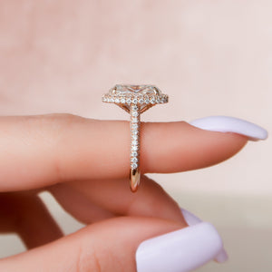 The Kylie Set With A 3 Carat Oval 14K Rose Gold Lab Diamond