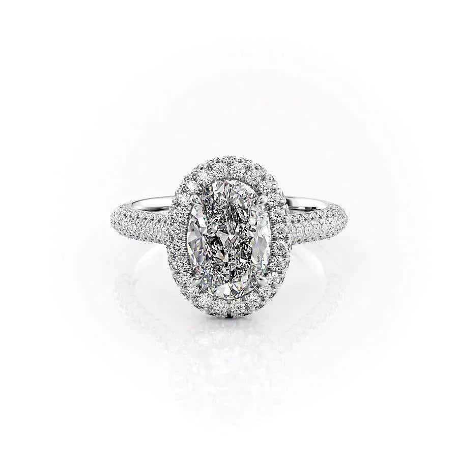 The Kylie Set With A 1 Carat Oval 14K White Gold Lab Diamond
