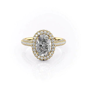The Kylie Set With A 1.5 Carat Oval 14K Yellow Gold Lab Diamond