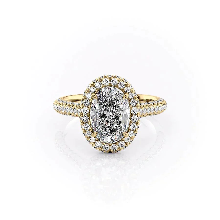 The Kylie Set  With A 1.5 Carat Oval 14K Yellow Gold Moissanite