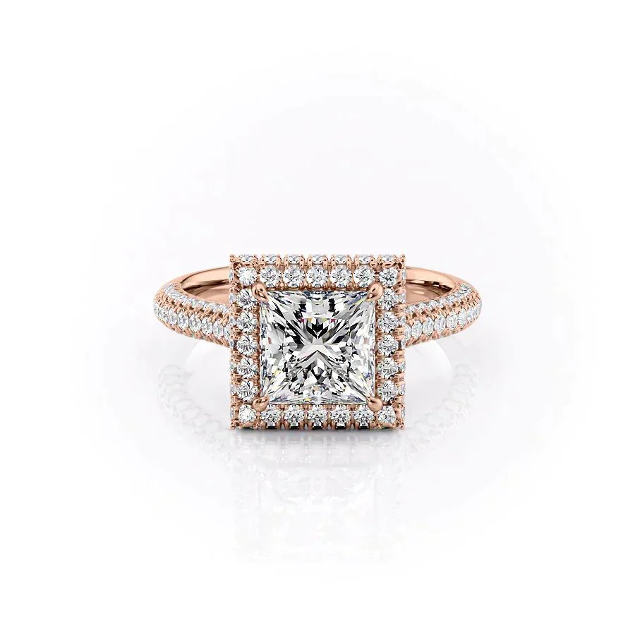The Kylie Set  With A 3.5 Carat Princess 14K Rose Gold Moissanite