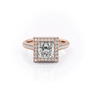 The Kylie Set  With A 3.5 Carat Princess 14K Rose Gold Moissanite