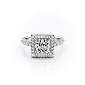 The Kylie Set  With A 2 Carat Princess 18K White Gold Moissanite