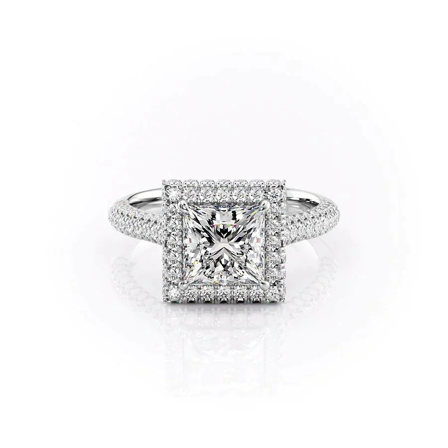 The Kylie Set With A 1 Carat Princess 14K White Gold Lab Diamond