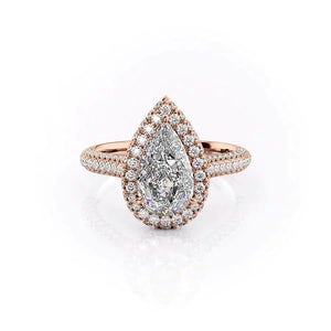 The Kylie Set With A 1 Carat Pear 14K Rose Gold Lab Diamond