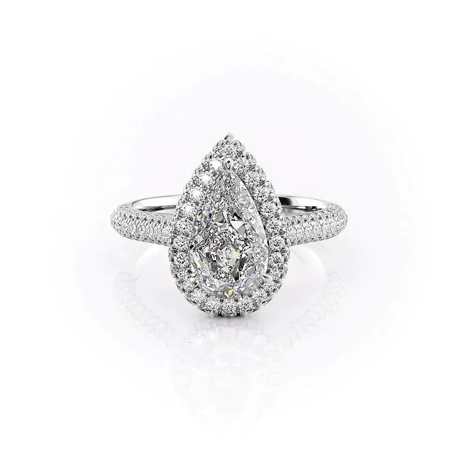 The Kylie Set With A 2.5 Carat Pear 18K White Gold Lab Diamond