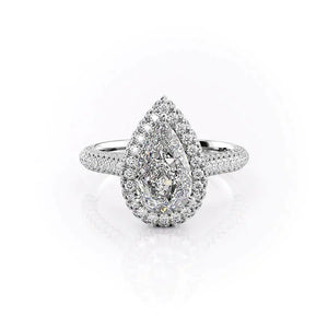 The Kylie Set With A 3 Carat Pear 14K White Gold Lab Diamond