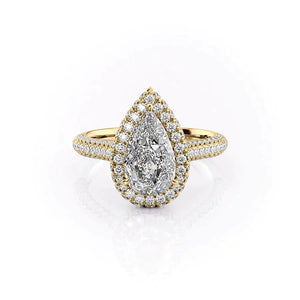 The Kylie Set  With A 2.5 Carat Pear 14K Yellow Gold Moissanite