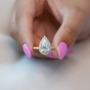 The Kylie Set With A 1.5 Carat Pear 18K Yellow Gold Lab Diamond