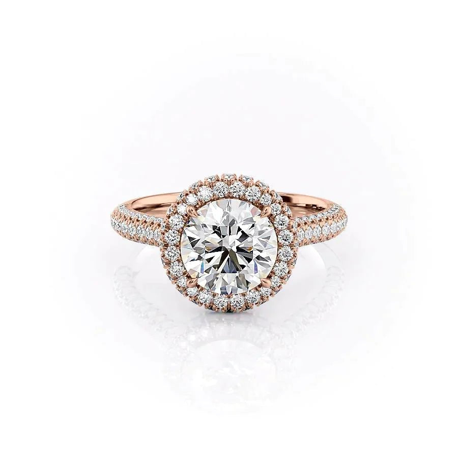 The Kylie Set  With A 4 Carat Round 18K Rose Gold Moissanite