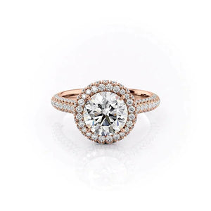 The Kylie Set  With A 4 Carat Round 18K Rose Gold Moissanite