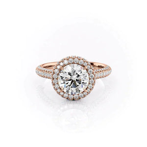 The Kylie Set With A 2.5 Carat Round 14K Rose Gold Lab Diamond