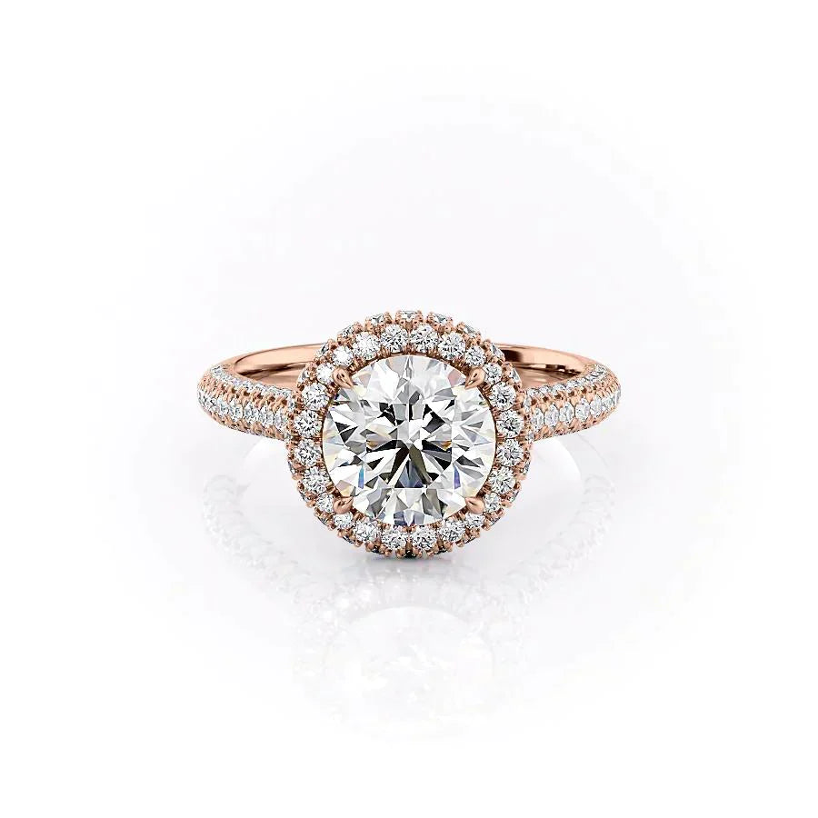 The Kylie Set  With A 4.5 Carat Round 14K Rose Gold Moissanite