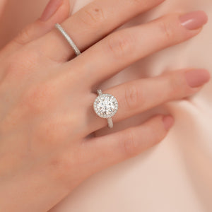 The Kylie Set With A 3 Carat Round 18K White Gold Lab Diamond