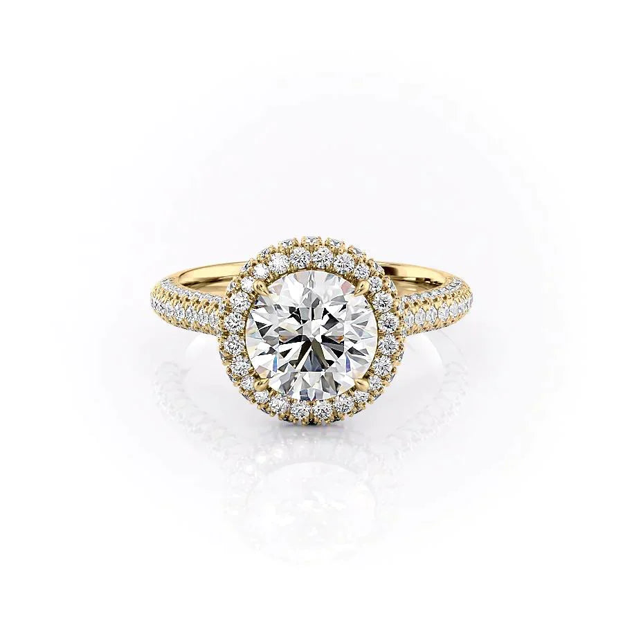 The Kylie Set With A 2.5 Carat Round 18K Yellow Gold Lab Diamond