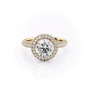 The Kylie Set With A 3 Carat Round 18K Yellow Gold Lab Diamond