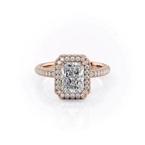 The Kylie Set With A 1 Carat Radiant 14K Rose Gold Lab Diamond