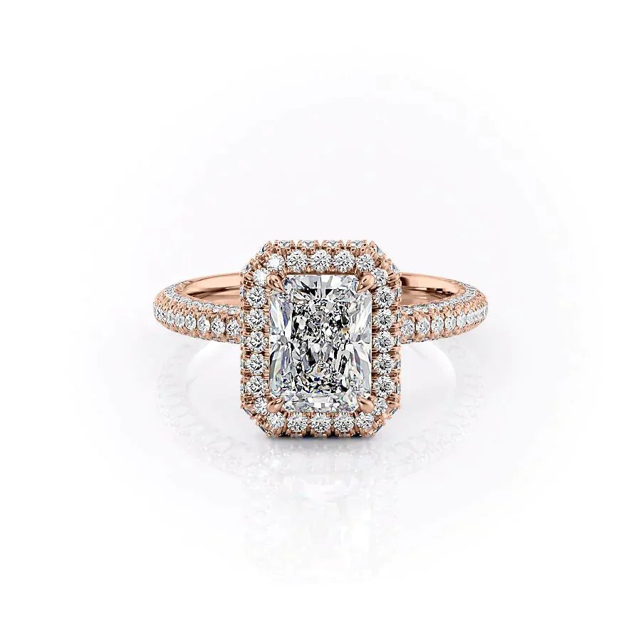 The Kylie Set With A 2.5 Carat Radiant 14K Rose Gold Lab Diamond