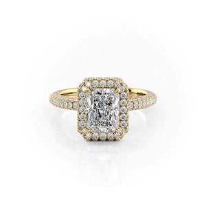 The Kylie Set With A 1 Carat Radiant 18K Yellow Gold Lab Diamond