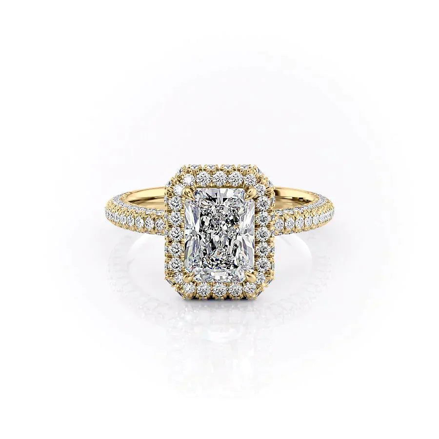 The Kylie Set With A 2.5 Carat Radiant 14K Yellow Gold Lab Diamond