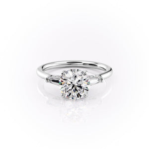 The Baguettes Megan Set  With A 2 Carat Round 14K White Gold Moissanite