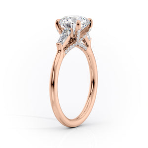 The Baguettes Megan Set  With A 2 Carat Radiant 18K Rose Gold Moissanite
