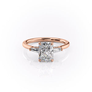 The Baguettes Megan Set  With A 2 Carat Radiant 14K Rose Gold Moissanite