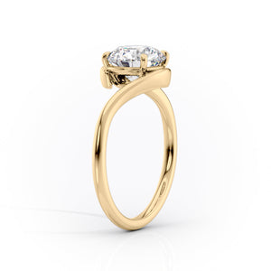 The Skyler Set With A 1 Carat E. Cushion 14K Yellow Gold Lab Diamond
