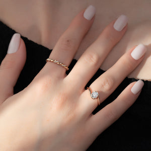 The Skyler Set  With A 1.5 Carat Round 14K Rose Gold Moissanite
