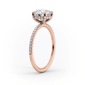 The Pave Crown Kamellie Set  With A 1.5 Carat Princess 14K Rose Gold Moissanite