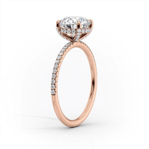 The Pave Crown Kamellie Set With A 1 Carat Round 14K Rose Gold Lab Diamond