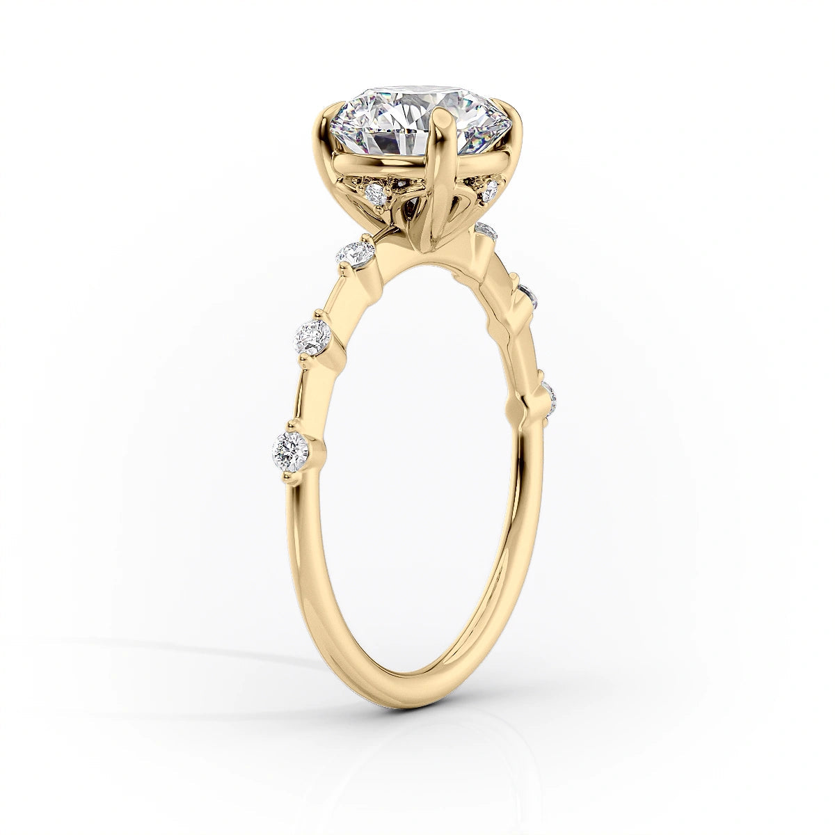 The Penelope Set  With A 3 Carat Princess 18K Yellow Gold Moissanite