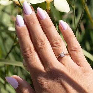 The Twig Set  With A 4 Carat Cushion 18K Rose Gold Moissanite