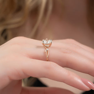 The Twig Set  With A 4 Carat Cushion 18K Rose Gold Moissanite