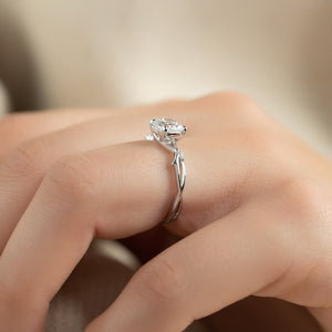 The Twig Set  With A 4.5 Carat Cushion 14K White Gold Moissanite