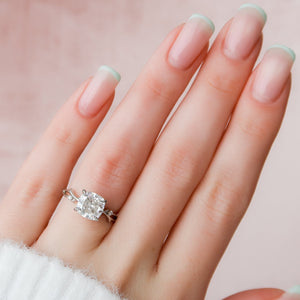 The Twig Set  With A 4.5 Carat Cushion 14K White Gold Moissanite