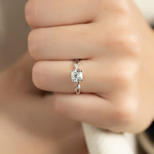 The Twig Set  With A 4.5 Carat Cushion 14K White Gold Moissanite