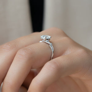 The Twig Set  With A 4.5 Carat Cushion 14K White Gold Moissanite